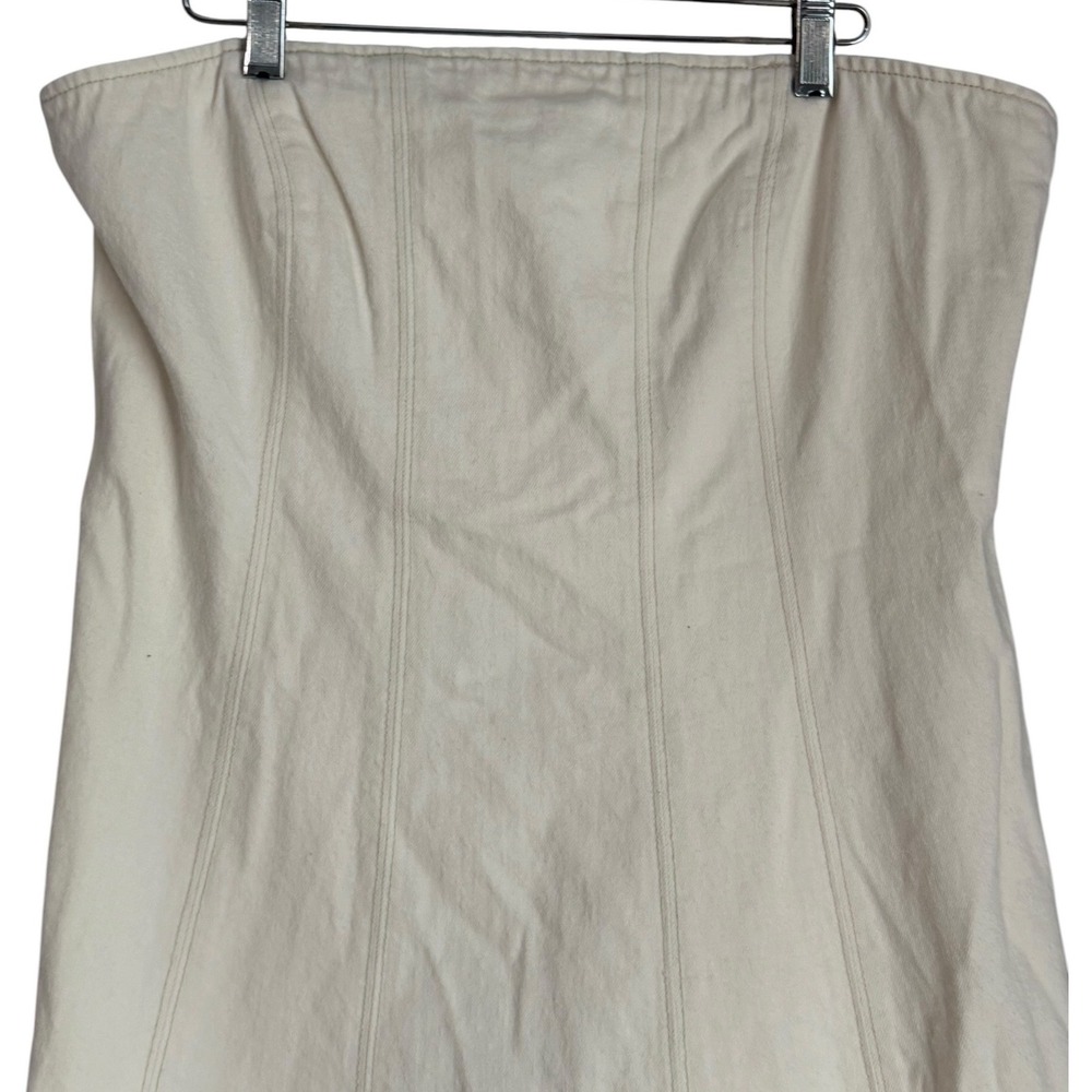 Abercrombie & Fitch Mila Strapless Denim Midi Dress Womens Size L Cream NWT - Picture 5 of 11